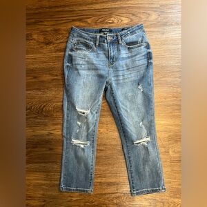 Judy Blue Light Blue Distressed Skinny Jeans capri